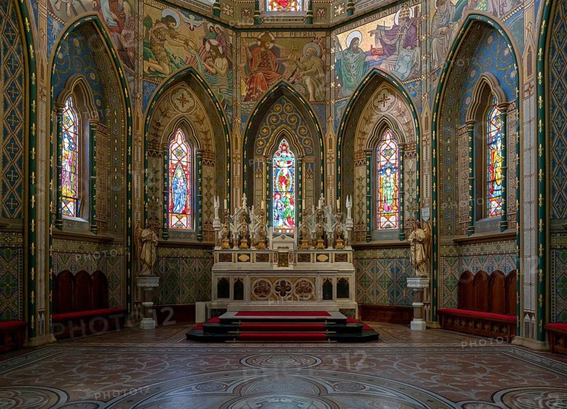 Kilkenny, Ireland, 17 August, 2022:detail view of the ornate side altar in the St. Mary's Cathedral in Kilkenny