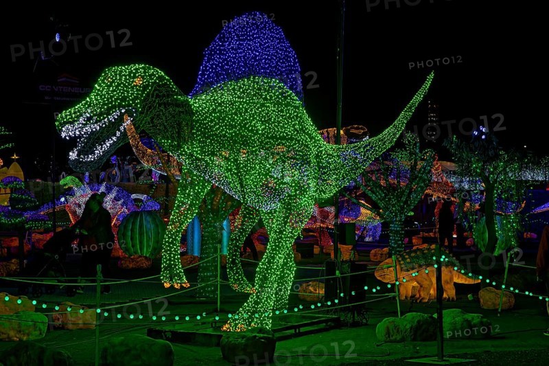 Illumi light show event, 25 million lights, Jurassic kingdom, Laval, Province of Quebec, Canada