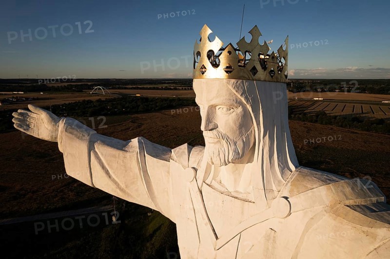 SWIEBODZIN, POLAND - JULY 11, 2022: 36 m high figure of Jesus Christ the King of the Universe