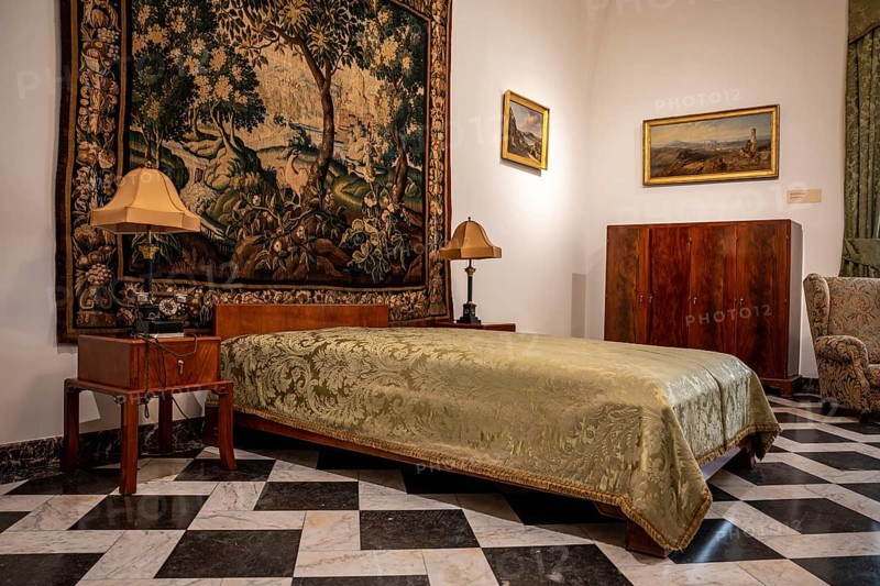 Krakow, Poland, March 23, 2024, Antique bedroom at the Wawel castle