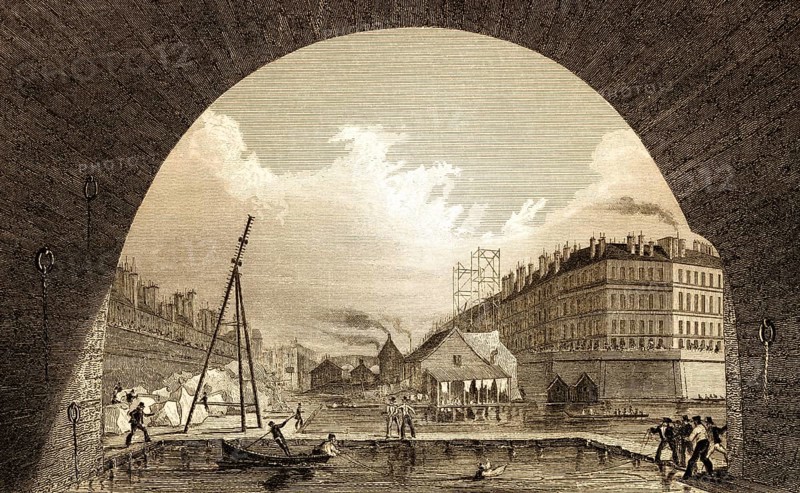 View of river Seine, Paris, antique steel engraved print, 1831