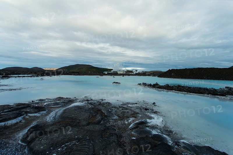 The photo shows a section of the blue lagoon from Iceland at midsummer