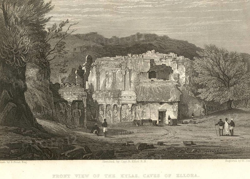 Front view of Kylas, caves of Ellora, Aurangabad, Maharashtra, India