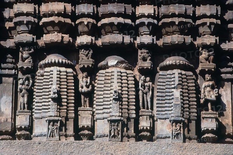 Carving on door frame at Lingaraj Temple, Bhubaneswar, Orissa, India, Asia