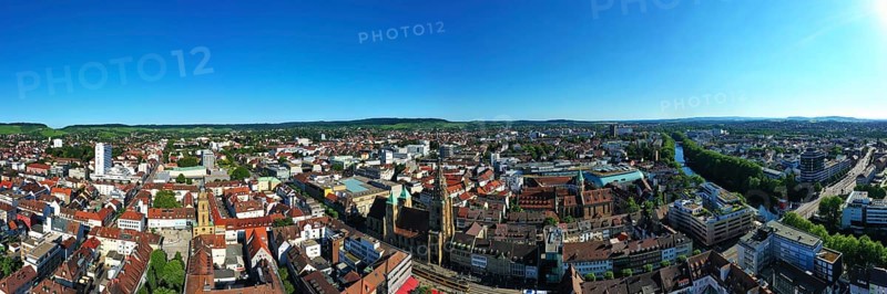 An aerial view of Heilbronn with a view of the historic city centre. Heilbronn, Baden-Württemberg, Germany
