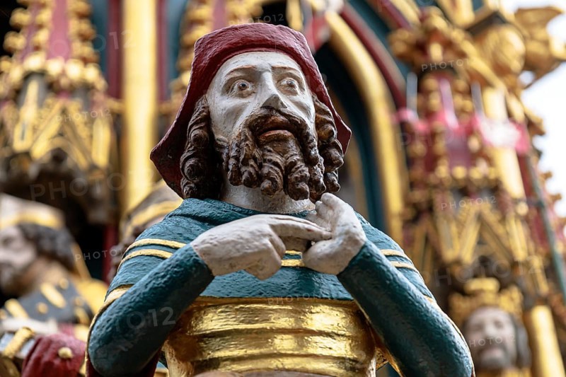Close-up of the beautiful fountain with its many ornate details
