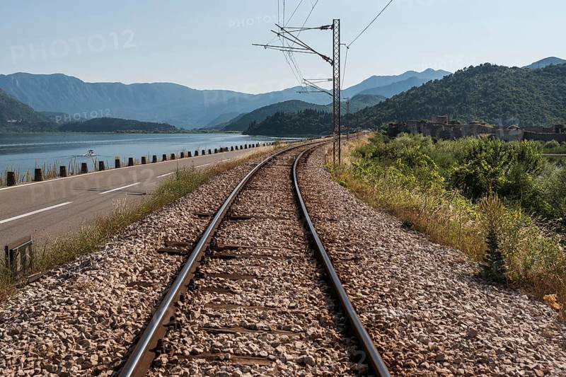 Road and railroad through the Skadar Lake
