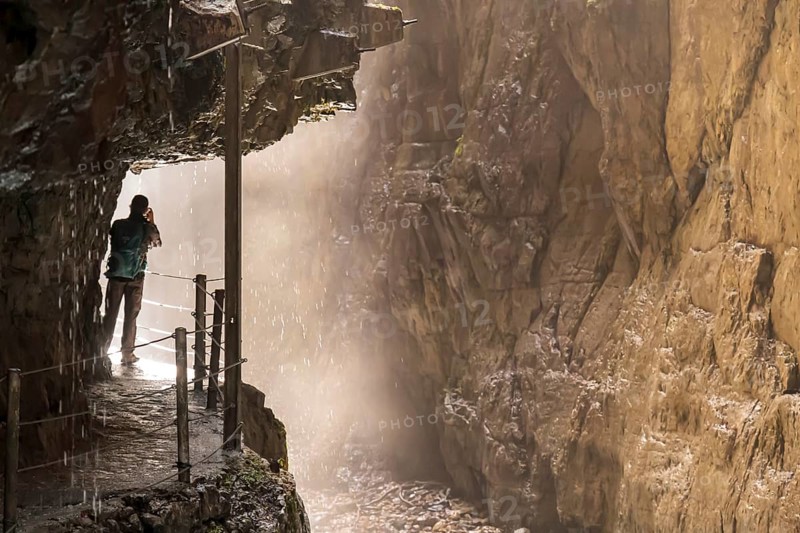 The rock faces cut by the Partnach torrent reach a height of 80 metres in places. It is located near Garmisch-Partenkirchen, a natural monument