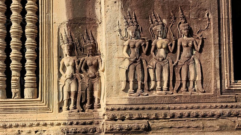 Apsaras half-human, half-divine woman of Hinduism and Buddhism at Angkor Wat in Cambodia