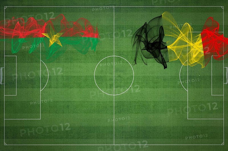 Burkina Faso vs Belgium Soccer Match, national colors, national flags, soccer field, football game, Competition concept, Copy space