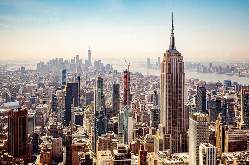 Aerial view of the Empire State Building and cityscape of New York, US