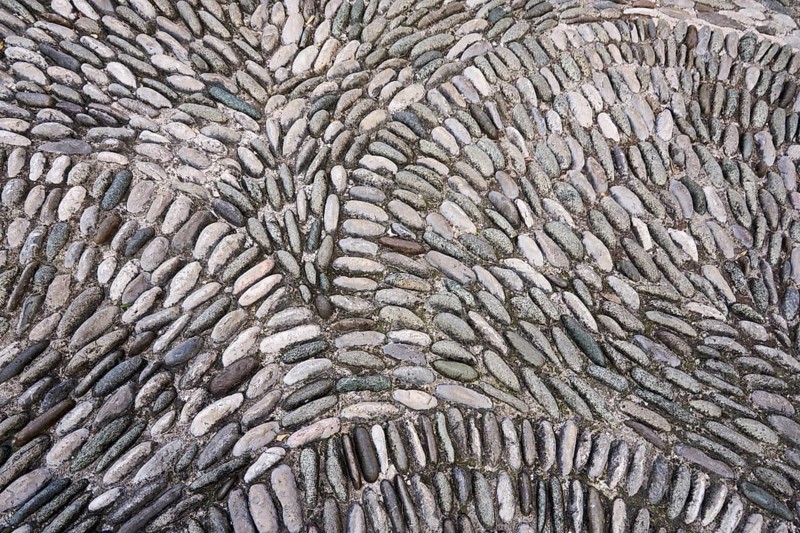 Pattern of pebble paving on the Stari Most bridge, Old Town of Mostar, Bosnia-Herzegovina