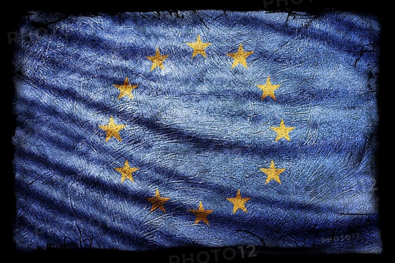 European Union Flag, Grunge Texture Background