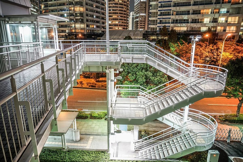 Fire escape of Yokohama Minato Mirai. Shooting Location: Yokohama-city kanagawa prefecture