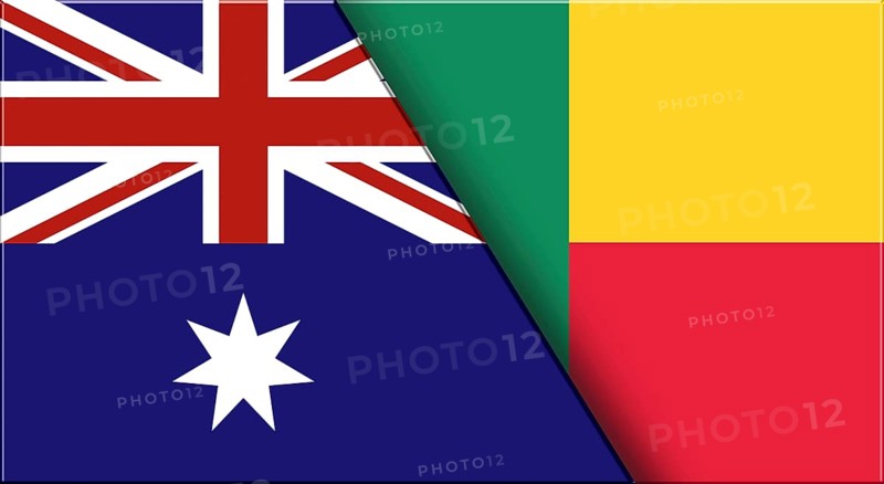 Double Flag of Australia and Benin. Australian and Beninese National flags. 3D illustration. Illustration of Double Flag. National symbol. Two Flags Together