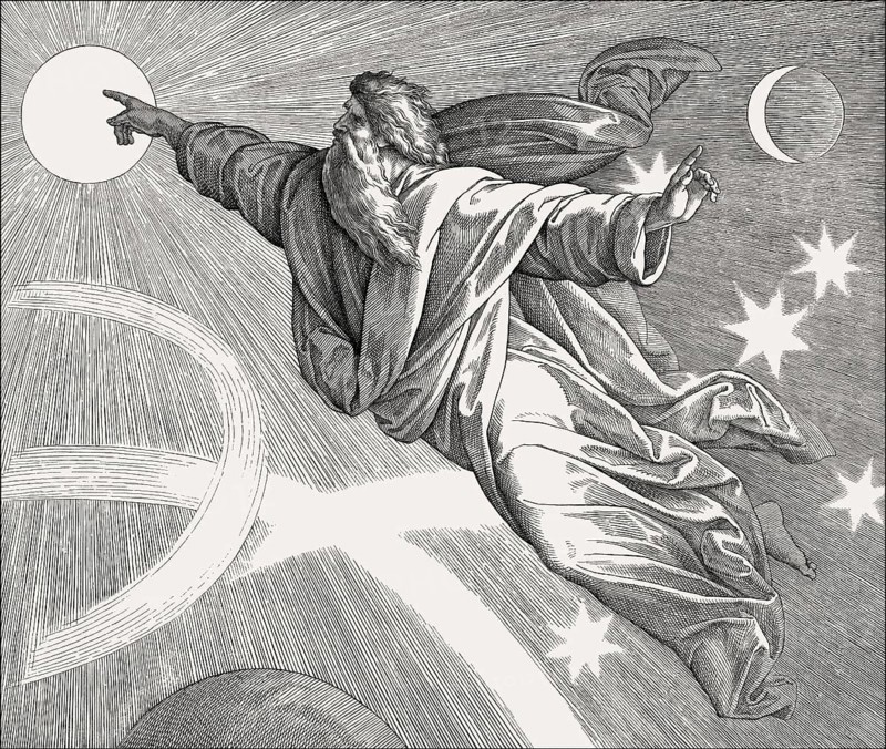 Creation of Heavenly Bodies, Old Testament, by Julius Schnorr von Carolsfeld, 1860