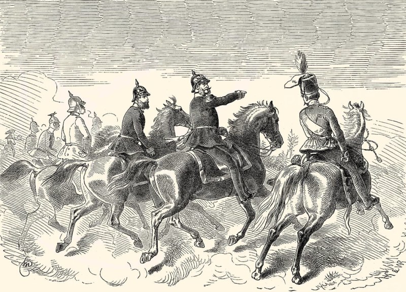 William I at the Battle of Dybbøl, a battle of the Second Schleswig War, 1864