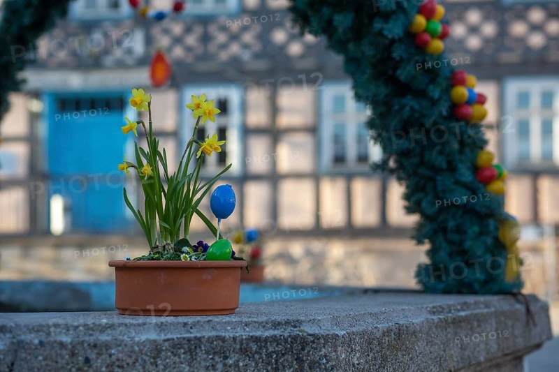 Easter decorations in Thuringia close to the Bavarian border, Ummerstadt, Germany