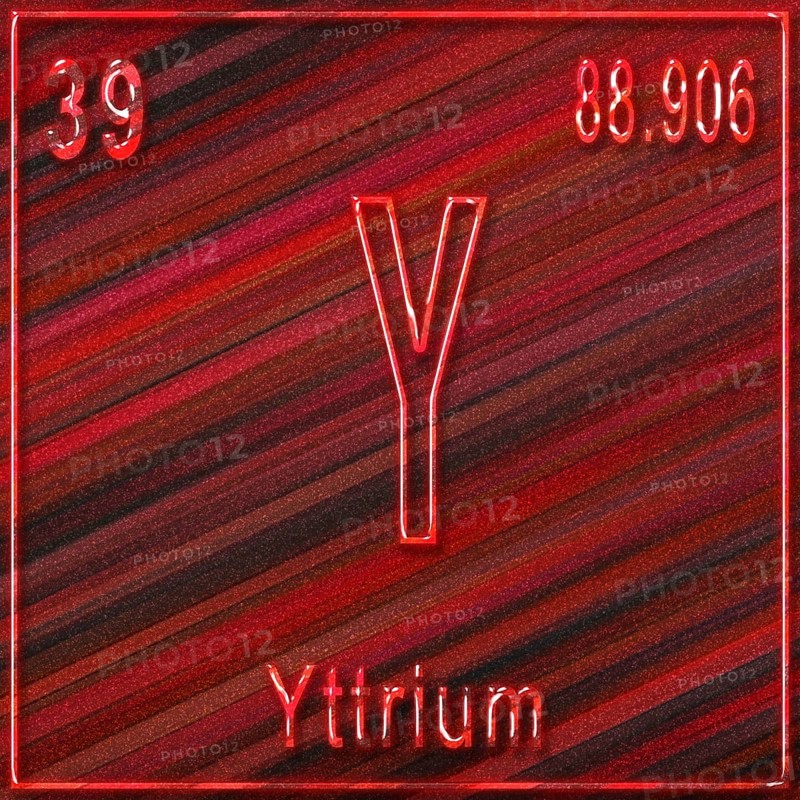 Yttrium chemical element, Sign with atomic number and atomic weight, Periodic Table Element