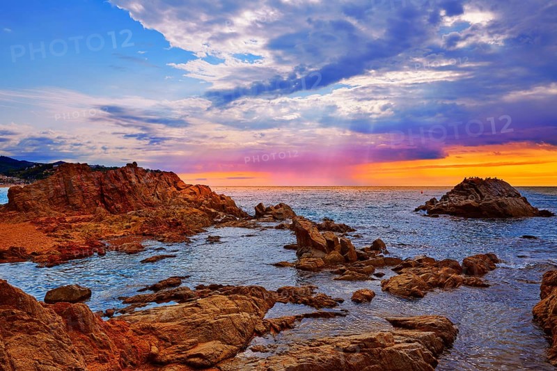 Lloret de Mar beach sunrise in costa Brava of Catalonia spain