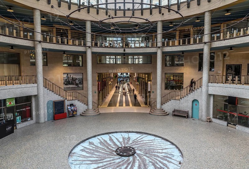 Brussels, Belgium, 01 28 2018: Ravenstein Gallery, an art- and shopping place designed by Horta in Art Nouveau style