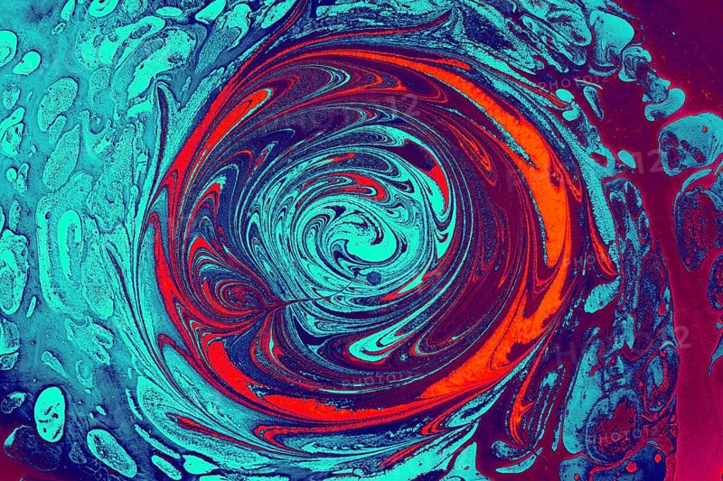 Beautiful abstract art of Ebru marbling painting techniques on water with acrylic paints