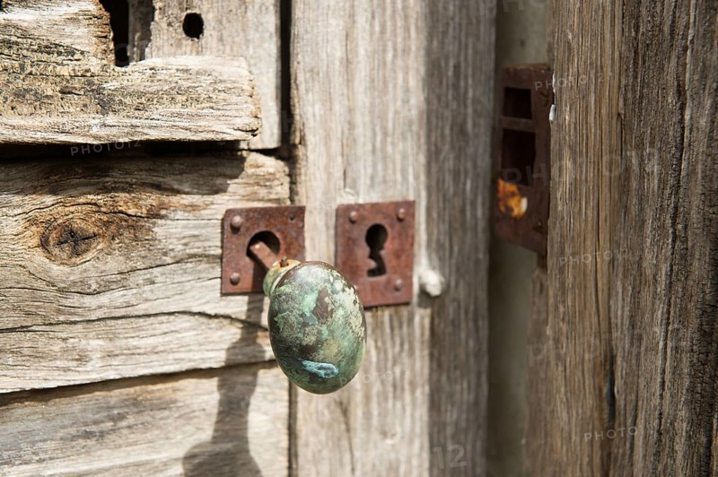 Old antique rusty French door handle