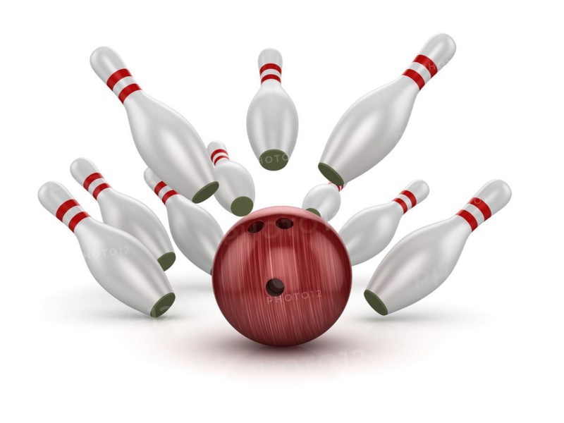 Bowling Ball Crashing Into the Pins, This is a computer generated and 3d rendered picture