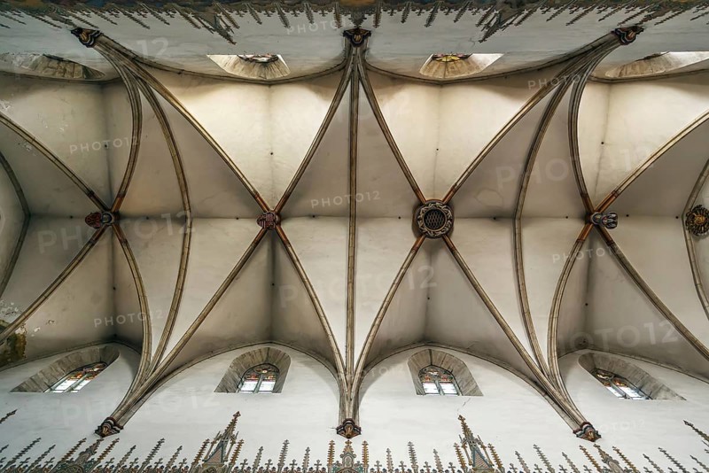 Saint Nicolas Church is a Gothic cathedral in Trnava, Slovakia. Interior, ceiling