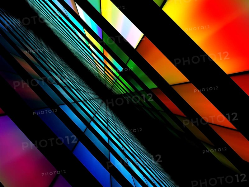 Abstract colorful diagonal background - computer-generated 3d illustration. Fractal art: bright inclined grid with perspective. For techology, science fiction design projects