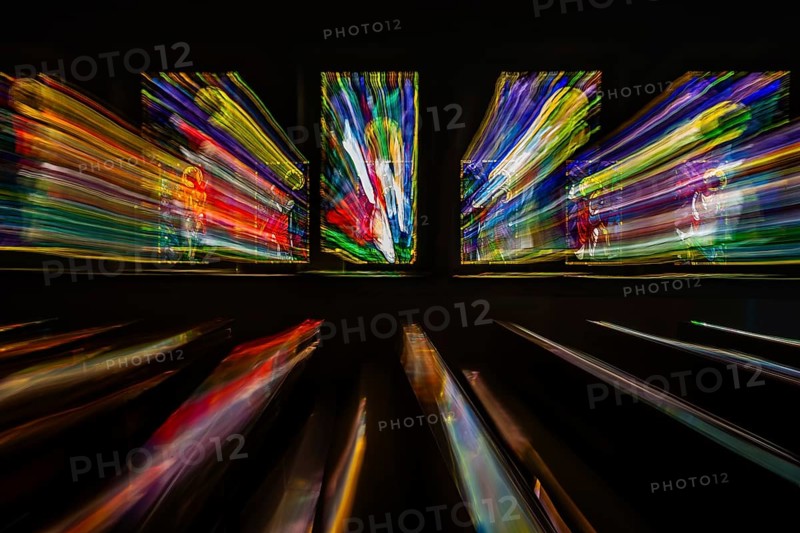 Colourful stained glass windows, zoom effect, Graz, Styria, Austria
