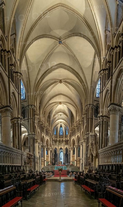 Canterbury, United Kingdom, 10 September, 2022: view of the Quire and the steps leading to the Trinity Chapel inside the historic Canterbury Cathedral