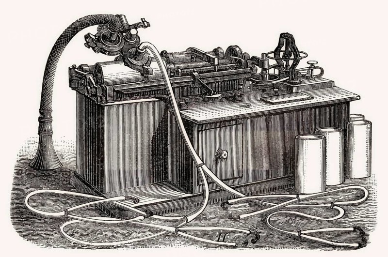 Historical illustration, 19th Century, Phonograph by Thomas Alva Edison