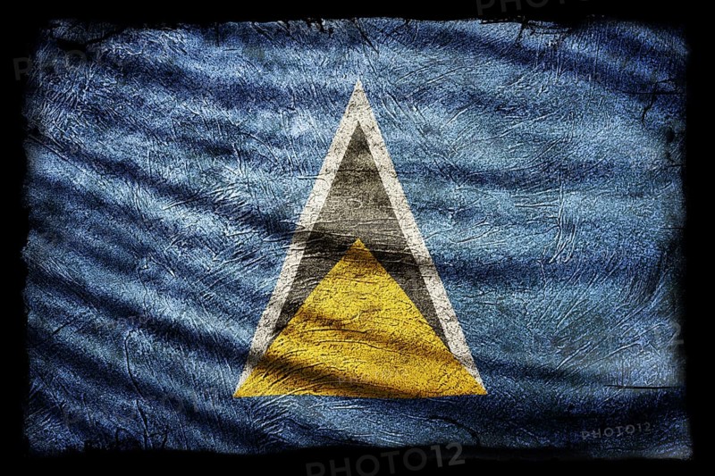 Saint Lucia Flag, Grunge Texture Background