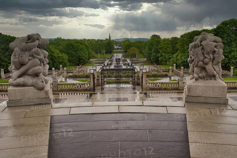 Oslo, Norway, May 2015: View on Frogner Park as seen from Monolith monument by Vigeland