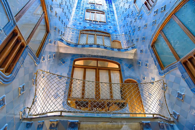 Interior of Casa Batlló, a building designed by Gaudi, in Barcelona, Spain