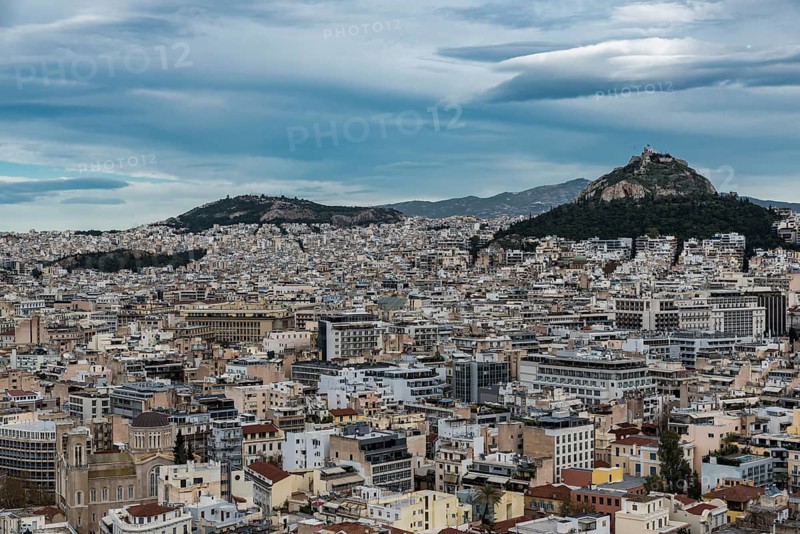 Athens, Attica, Greece, 12 26 2019 View over Athens, taken from the Acropolis hill