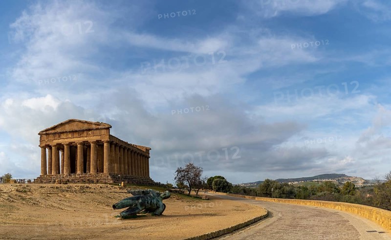 Agrigento, Italy, 3 January, 2024: view of the Temple of Concordia in the Valley of the Temples