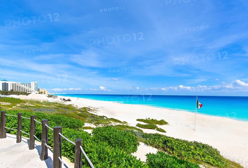 Cancun Playa Delfines, Dolphin Beach El Mirador. The Lookout public beach in Riviera Maya