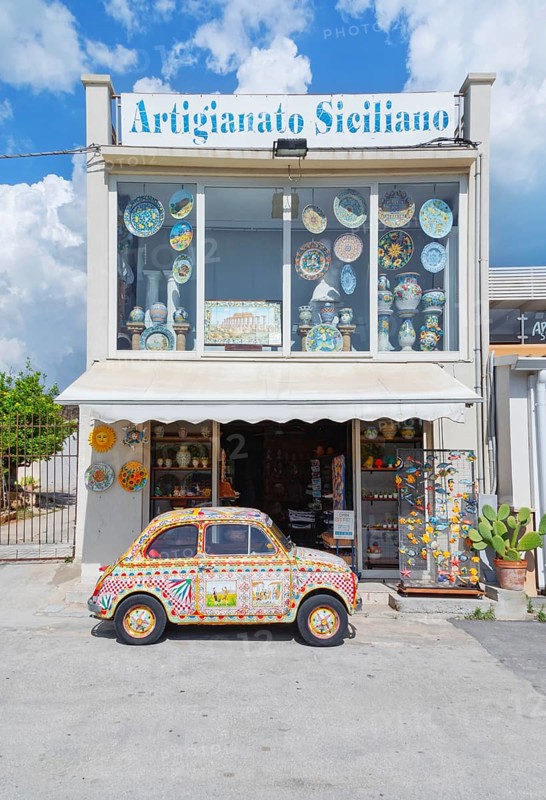 Vintage car, Marinella di Selinunte, Selinunte, Trapani district, Sicily, Italy
