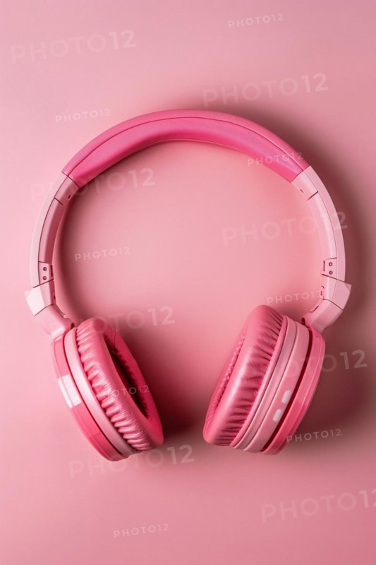 Pink wireless music headphones. KI generiert, generiert, AI generated