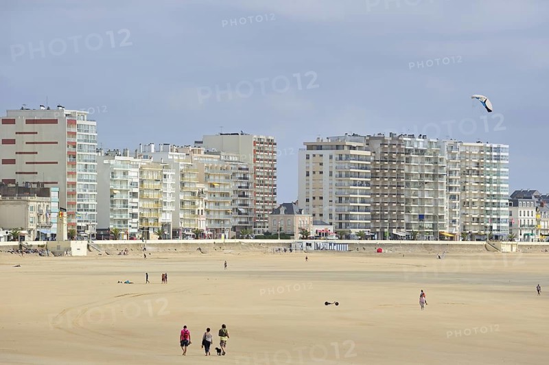 Beach and apartments at Les Sables-d'Olonne, La Vendée, Pays de la Loire, France