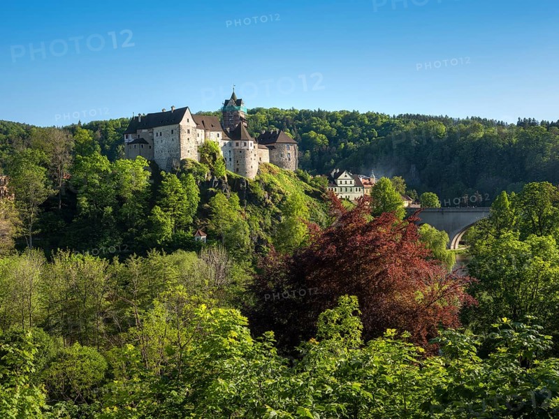 View of Loket Castle, Loket, Bohemia, Western Bohemia, Karlovy Vary, Karlovy Vary Region, Karlovarský kraj, Czech Republic, Ceská Republika