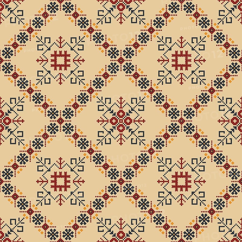 Traditional Latvian embroidery seamless pattern, vector illustration