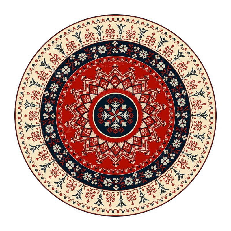 Traditional Polish embroidery round symbol, vector template. Isolated objects over white background