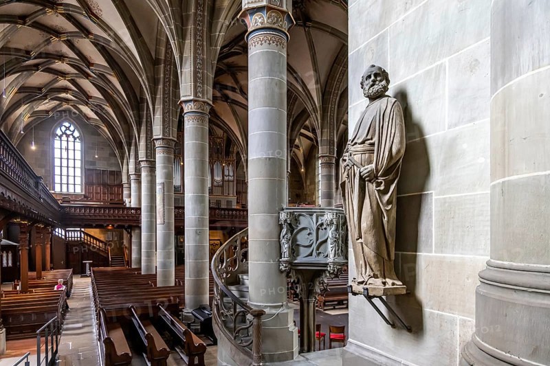 Protestant parish church of St Michael. As Johannes Brenz's place of work, it was the starting point of the Reformation in the territory of the imperial city after 1523. Schwäbisch Hall, Baden-Württemberg, Germany