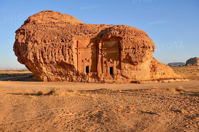 Nabataean tombs at Djabal Al-Ahmar, Hegra or Mada'in Salih, AlUla region, Medina province, Saudi Arabia, Arabian Peninsula