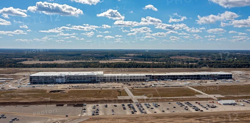 Marshall, Michigan, Construction of Ford's electric vehicle battery plant at its BlueOval Battery Park. Ford says the plant will create 1700 jobs when production starts in 2026