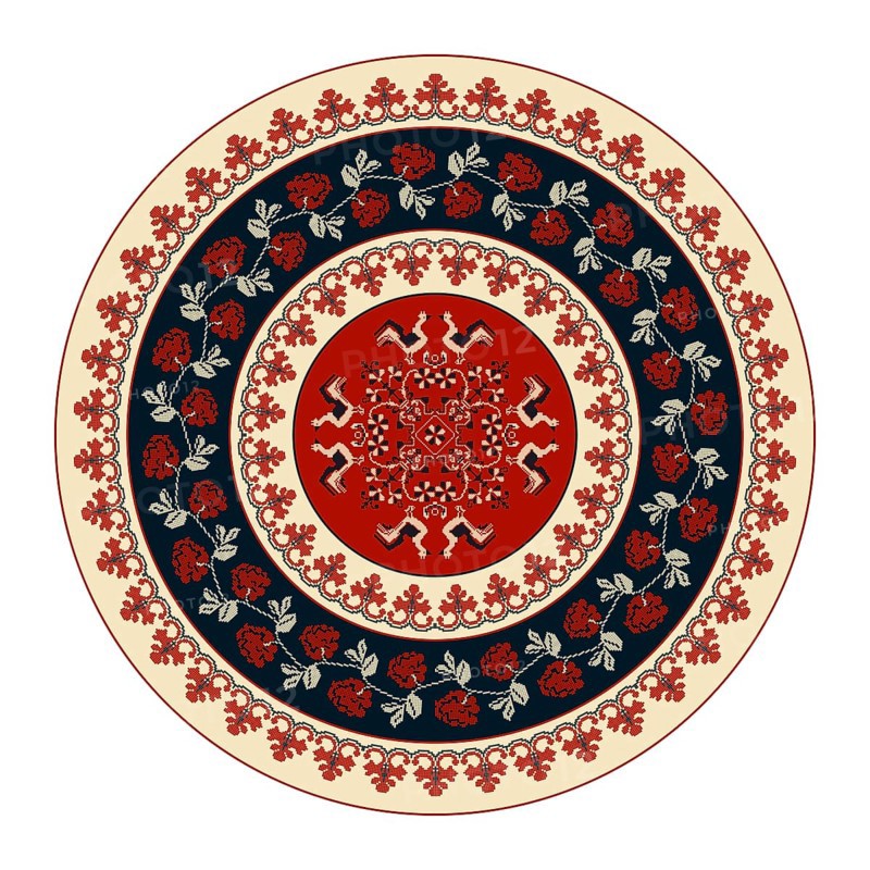 Traditional Polish embroidery round symbol, vector template. Isolated objects over white background