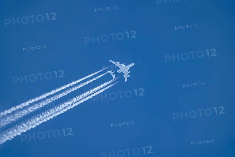 Lufthansa Airbus A380 in the sky on the flight to Munich. Germany